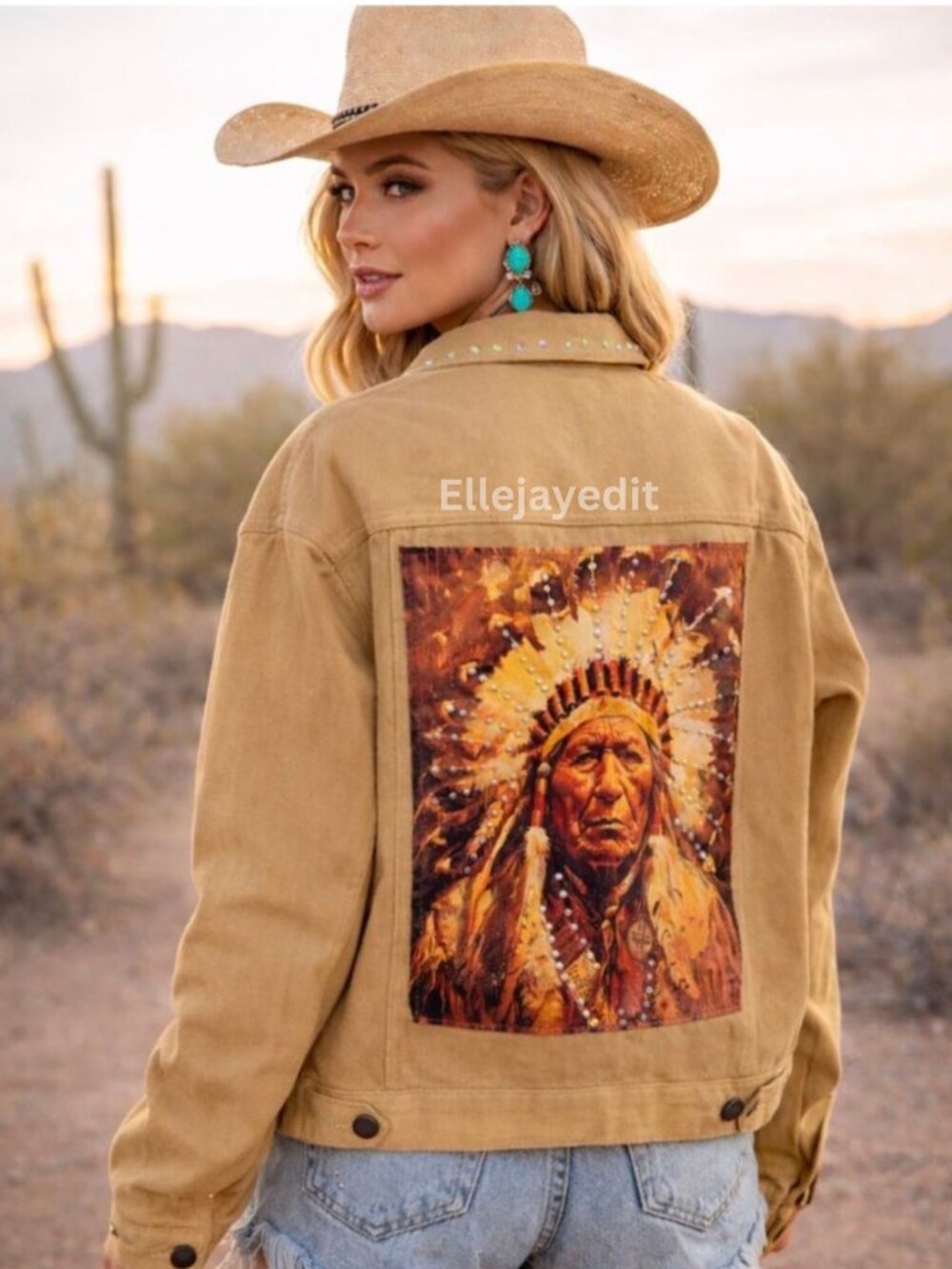 KIG NWT Sample Jacket 100% Cotton Rhinestone Western Statement Piece